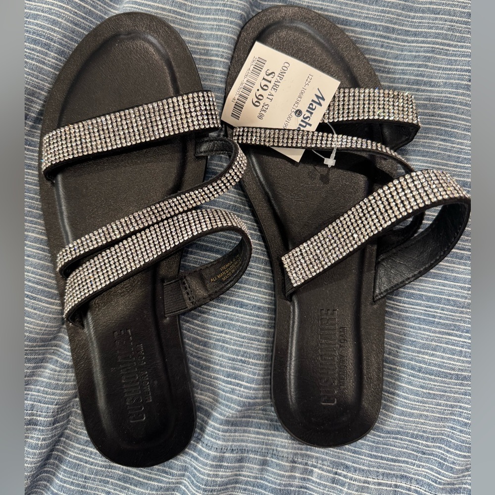 Elegant Black Rhinestone Sandals